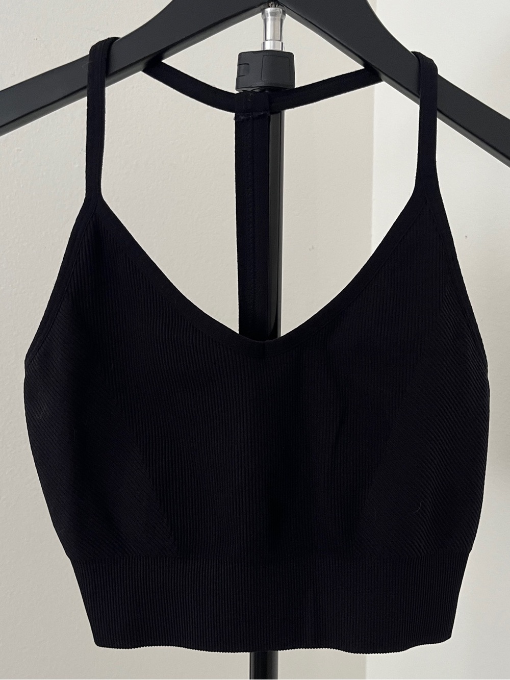🧘♀️ Like NEW! Yogalicious 'Tea Time' Black Ribbed Sports Bra | Size M